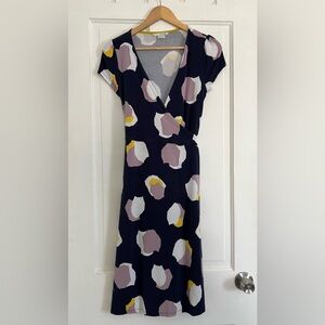 Boden Navy Abstract Wrap Dress 6L | Effortless Chic Workwear